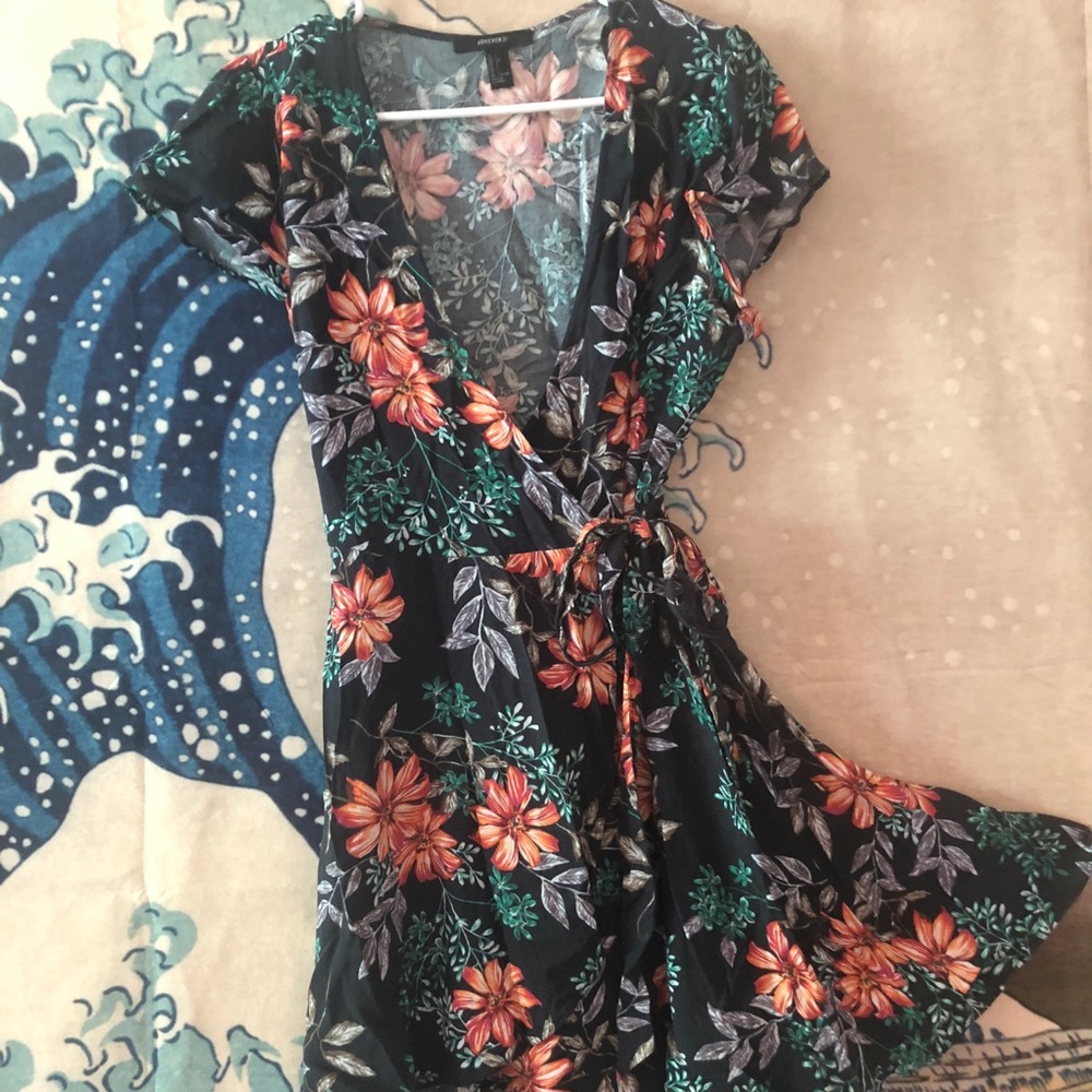 Short length wrap dress, floral design
